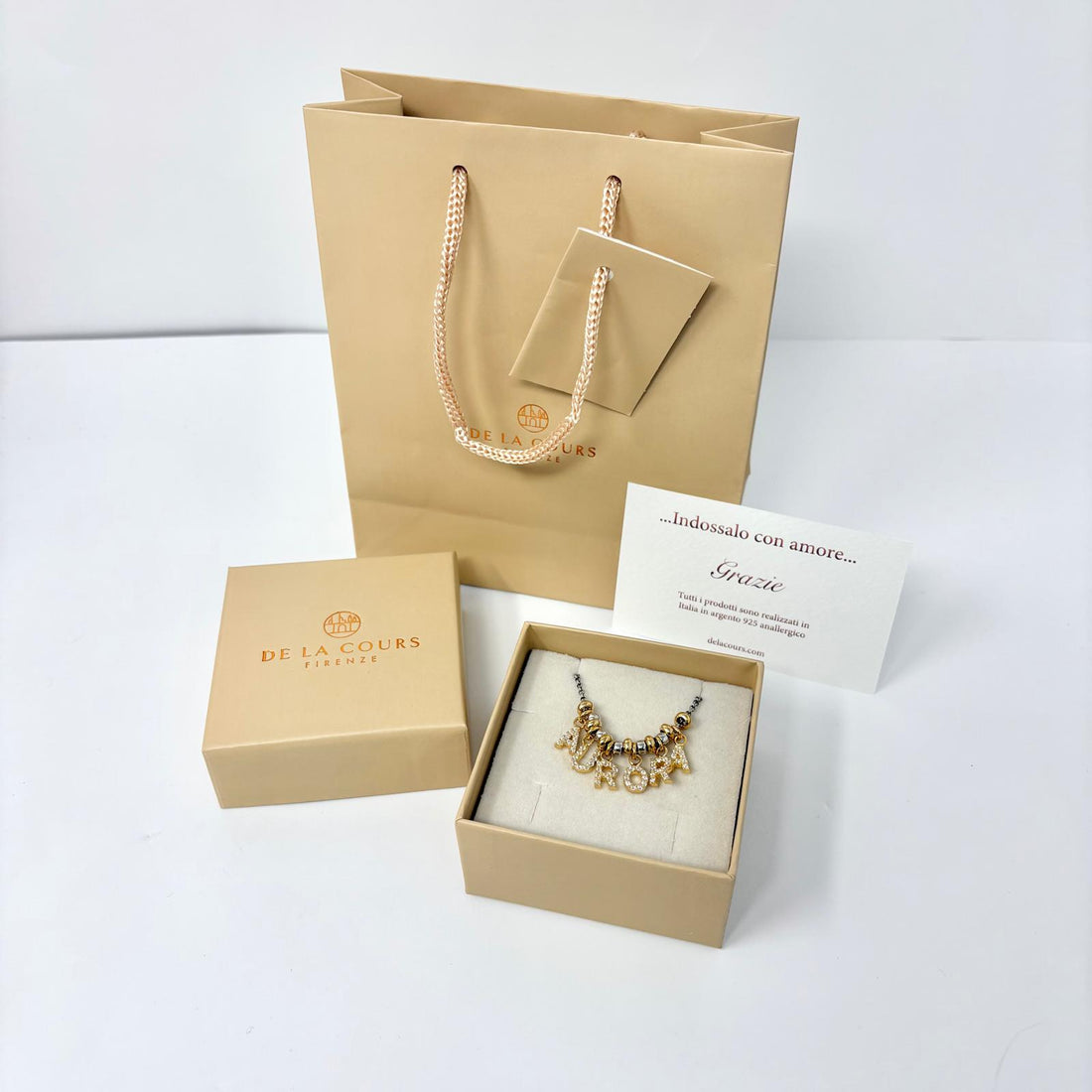 Collana Nome Zirconi e Rondelle