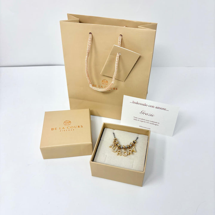 Collana Nome Zirconi e Rondelle