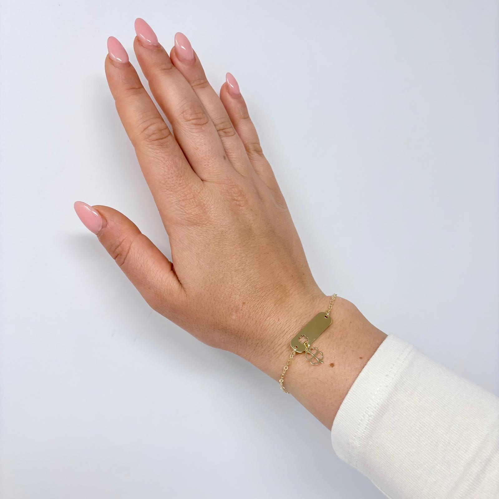 Bracciale Memories con Targhetta e Quadrifoglio