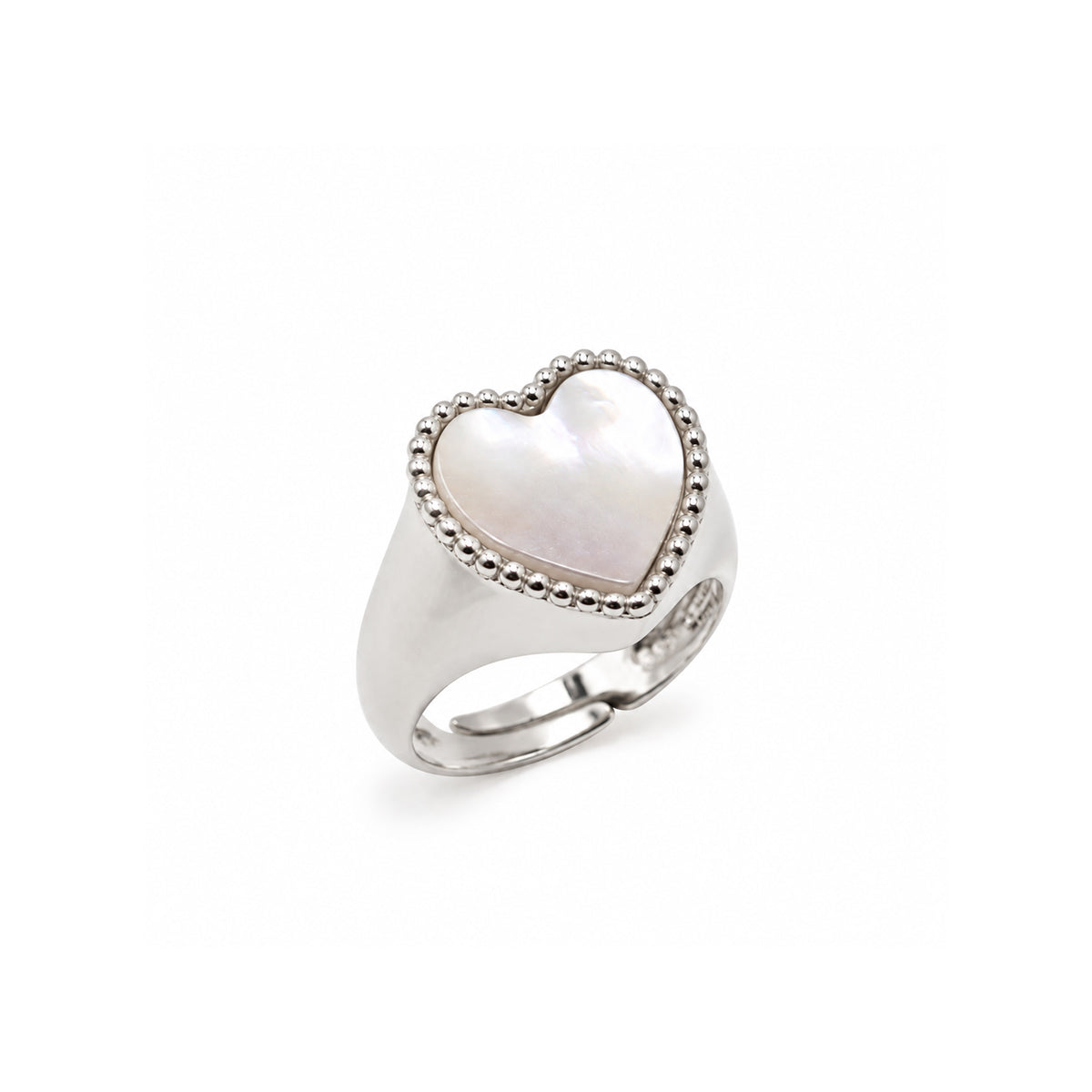 Mother-of-Pearl Heart Pinky Ring