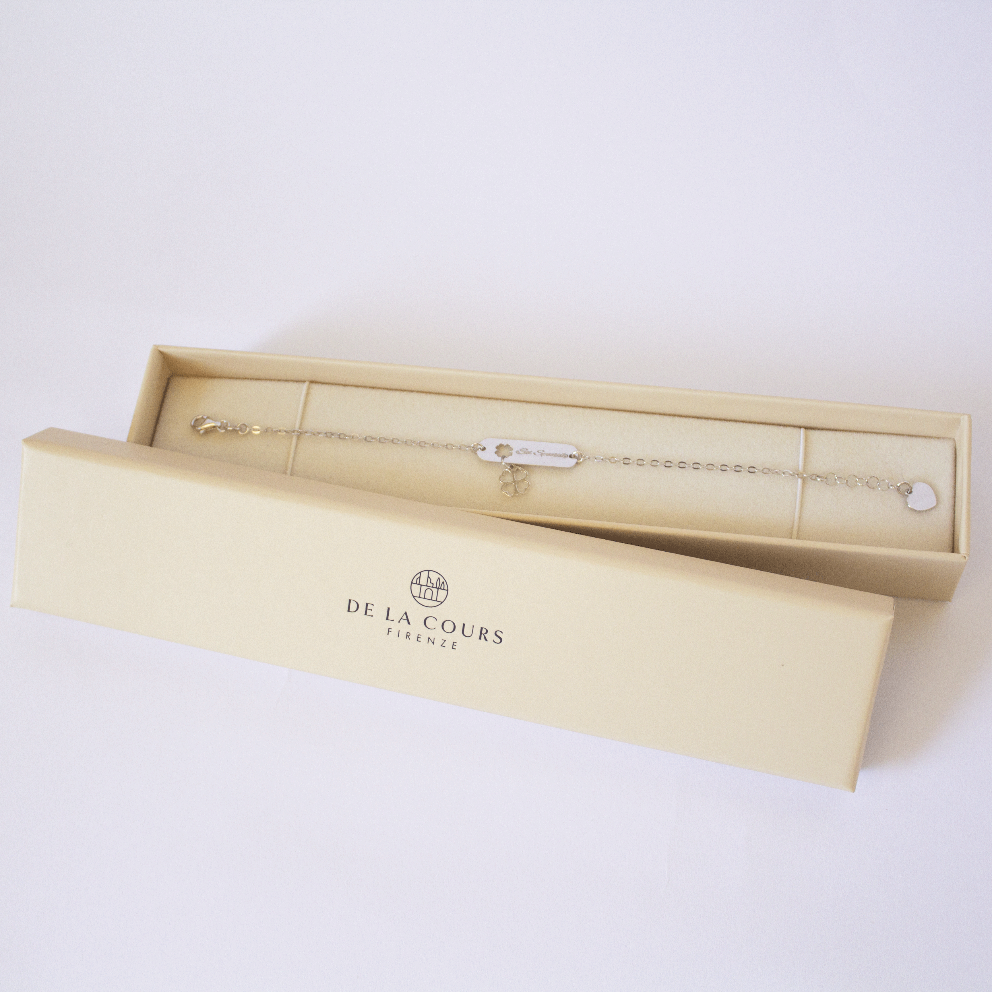 Bracciale Memories con Targhetta e Quadrifoglio