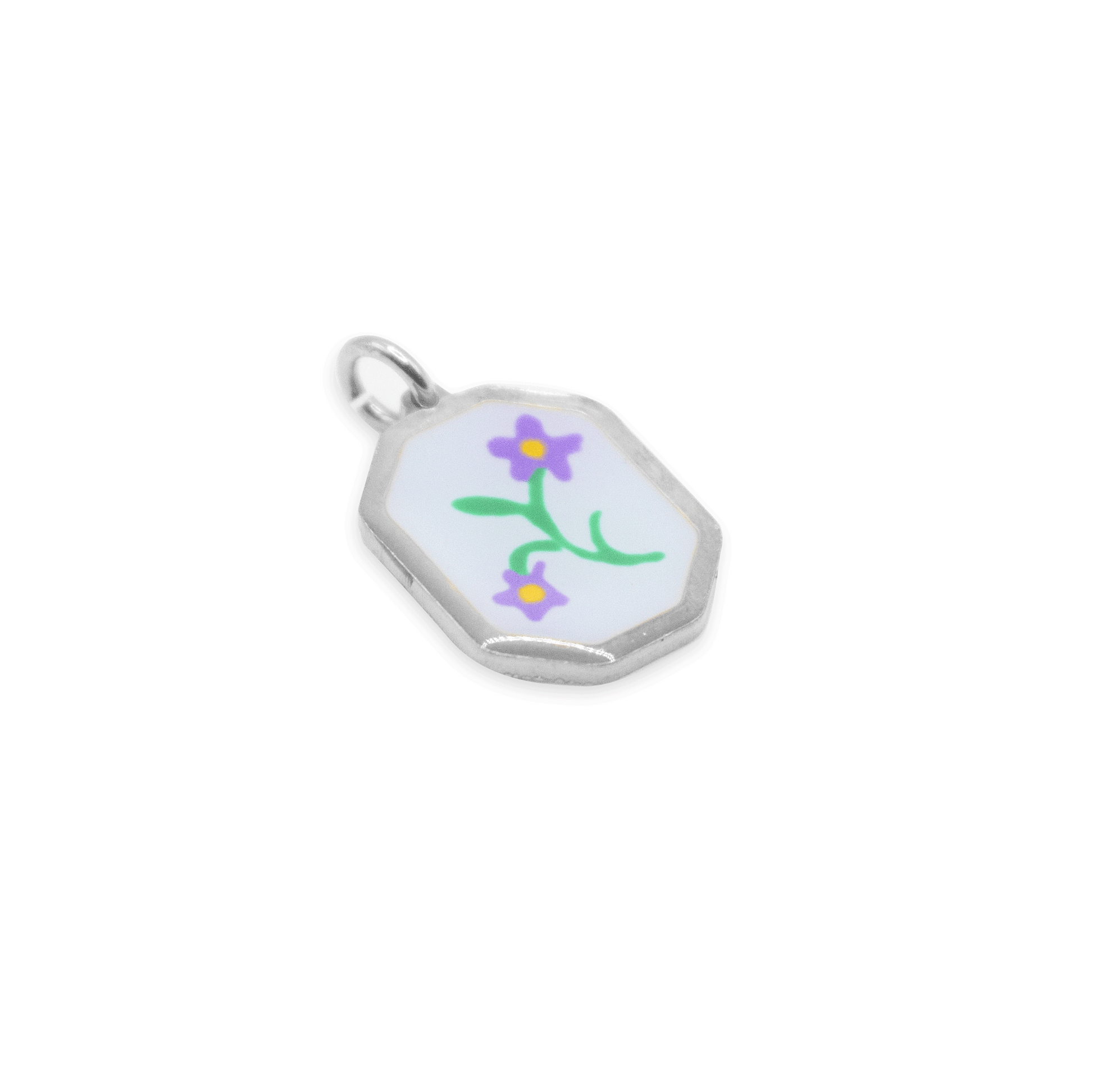 Ciondolo Esagono Fiore viola