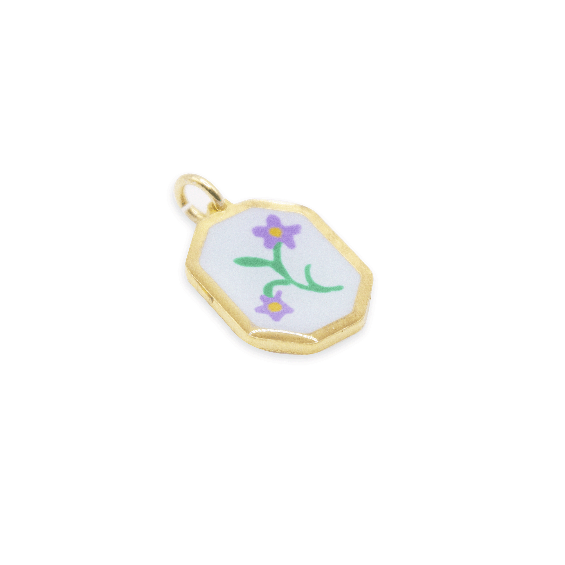 Ciondolo Esagono Fiore viola