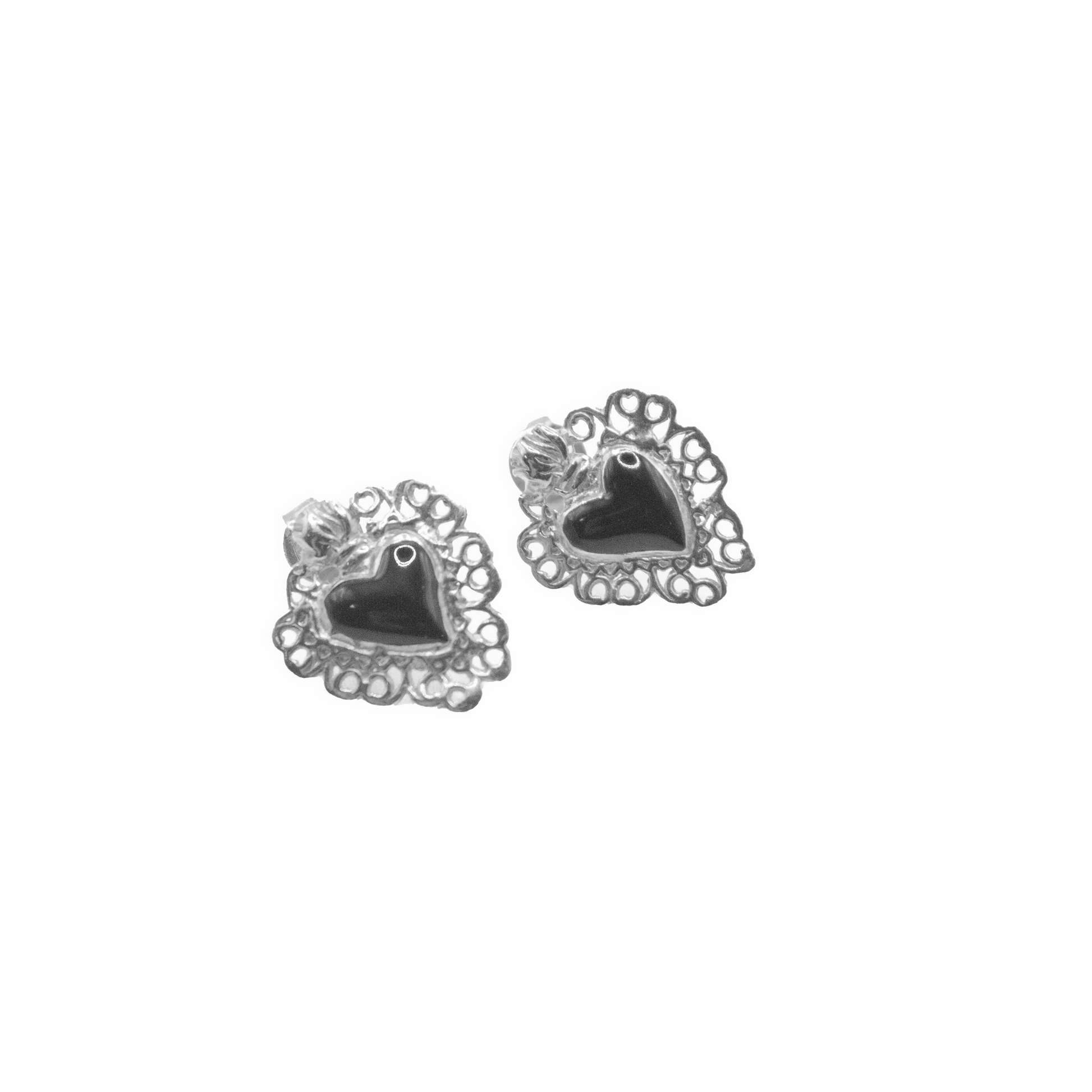 Naples Black Heart Earrings