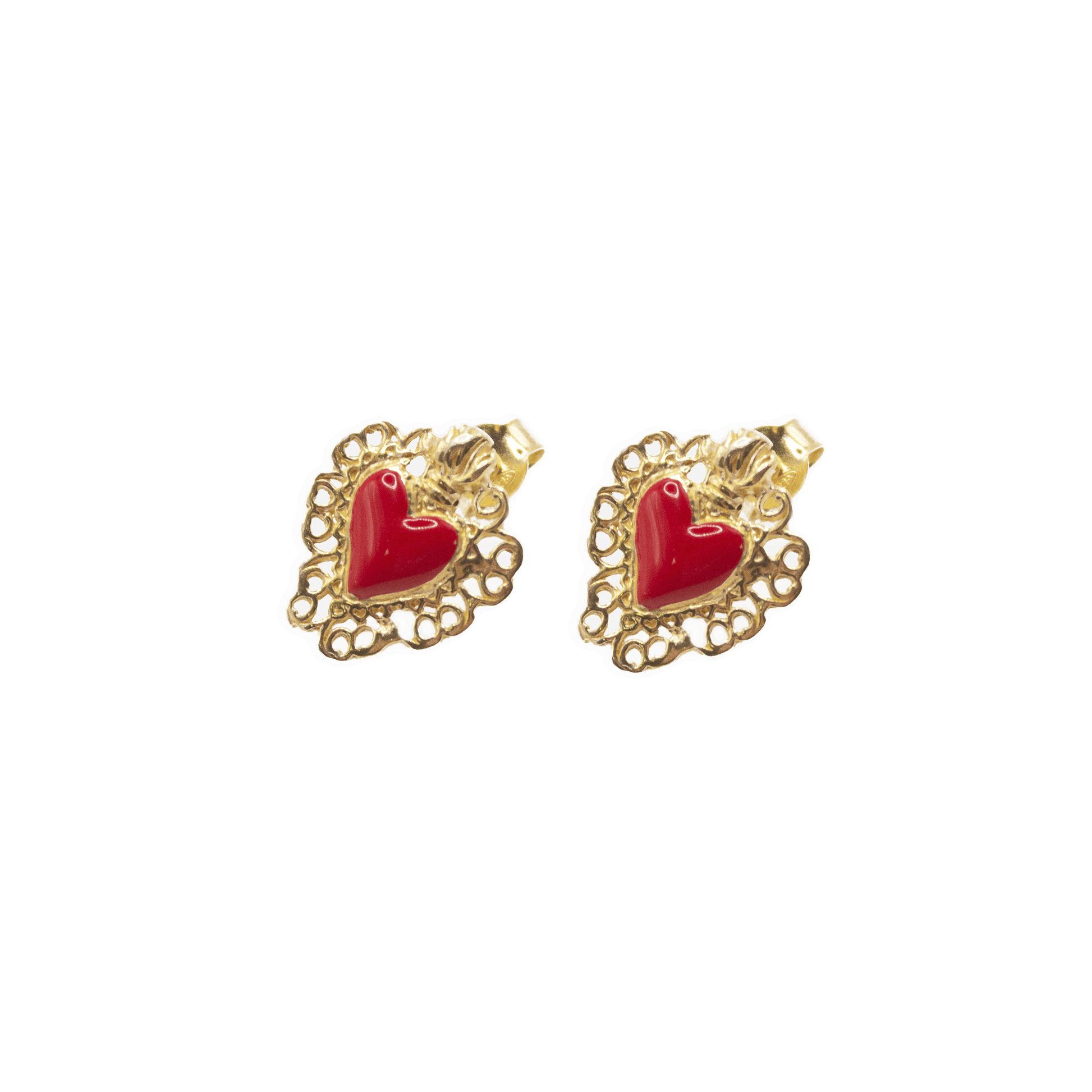 Naples Red Heart Earrings