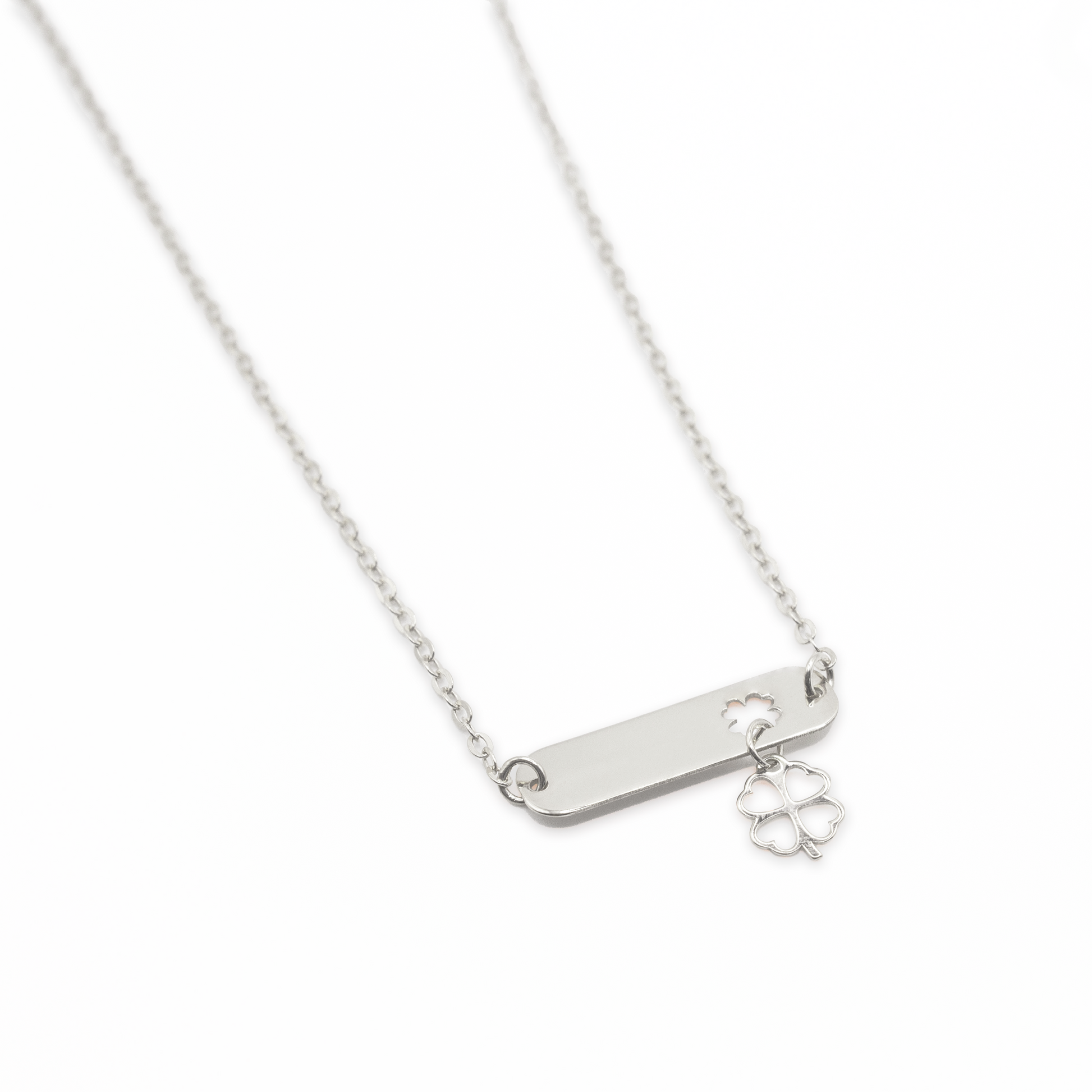Memories Necklace with Tag and Four-Leaf Clover