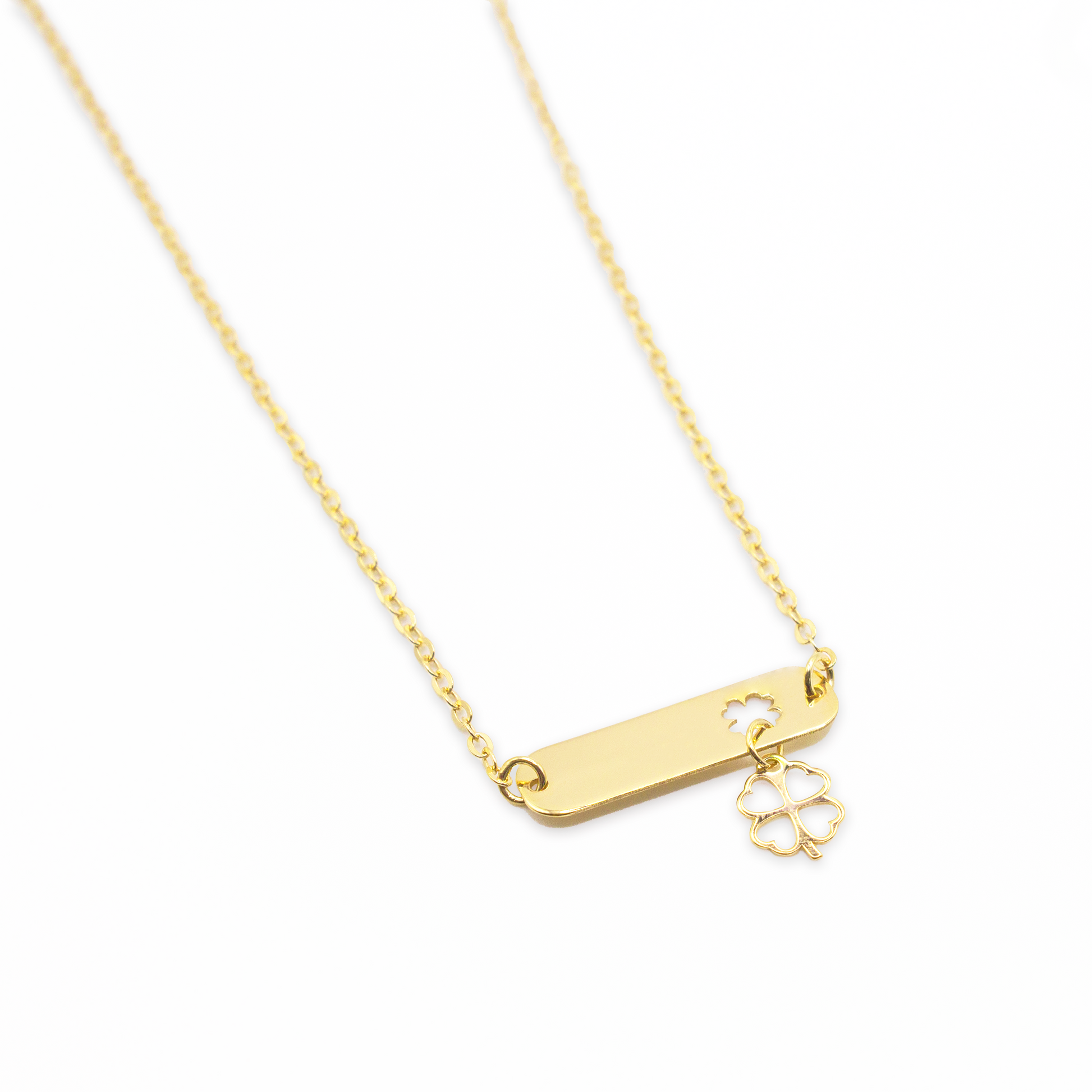 Memories Necklace with Tag and Four-Leaf Clover