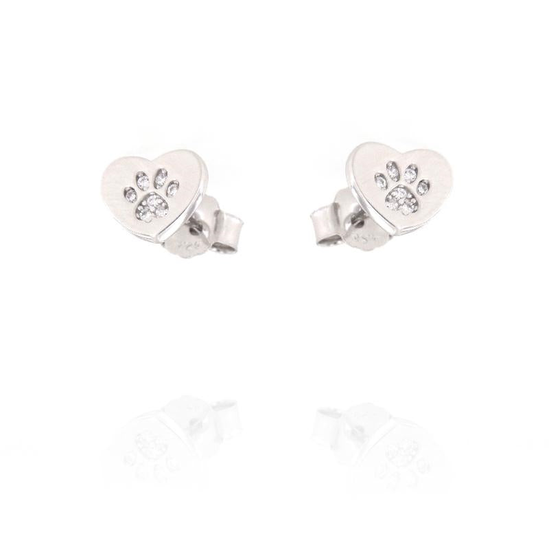 Heart and Dog Paw Earring