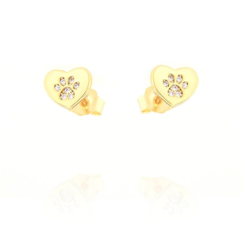 Heart and Dog Paw Earring