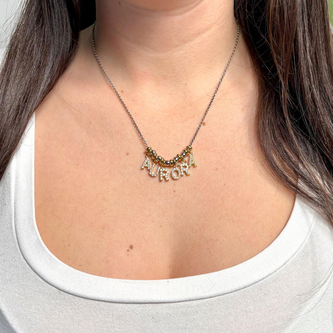 Collana Nome Zirconi e Rondelle