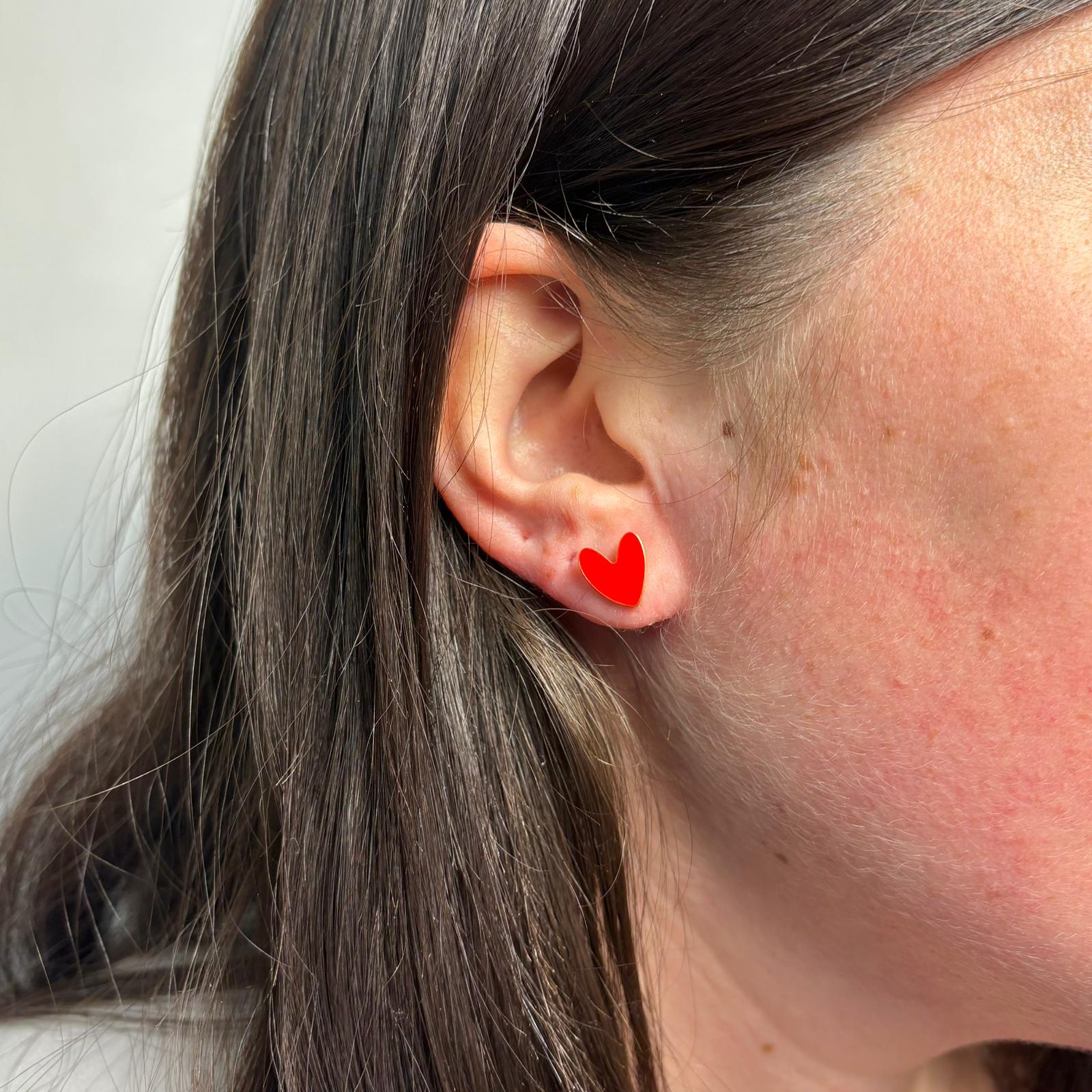 Red Enamel Paris Love Earrings