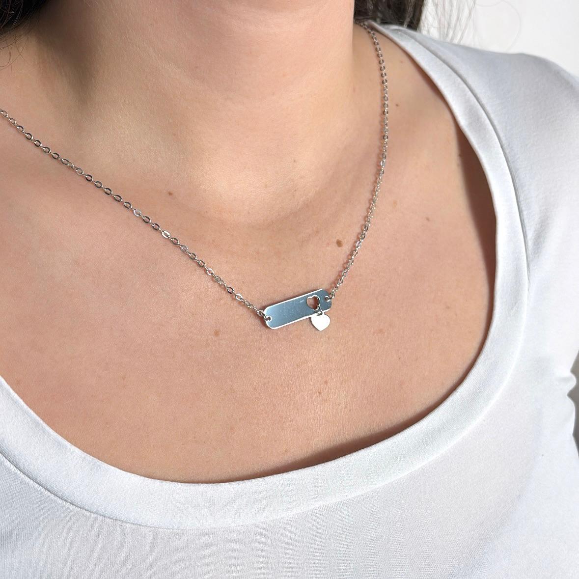 Memories Necklace with Plate and Heart