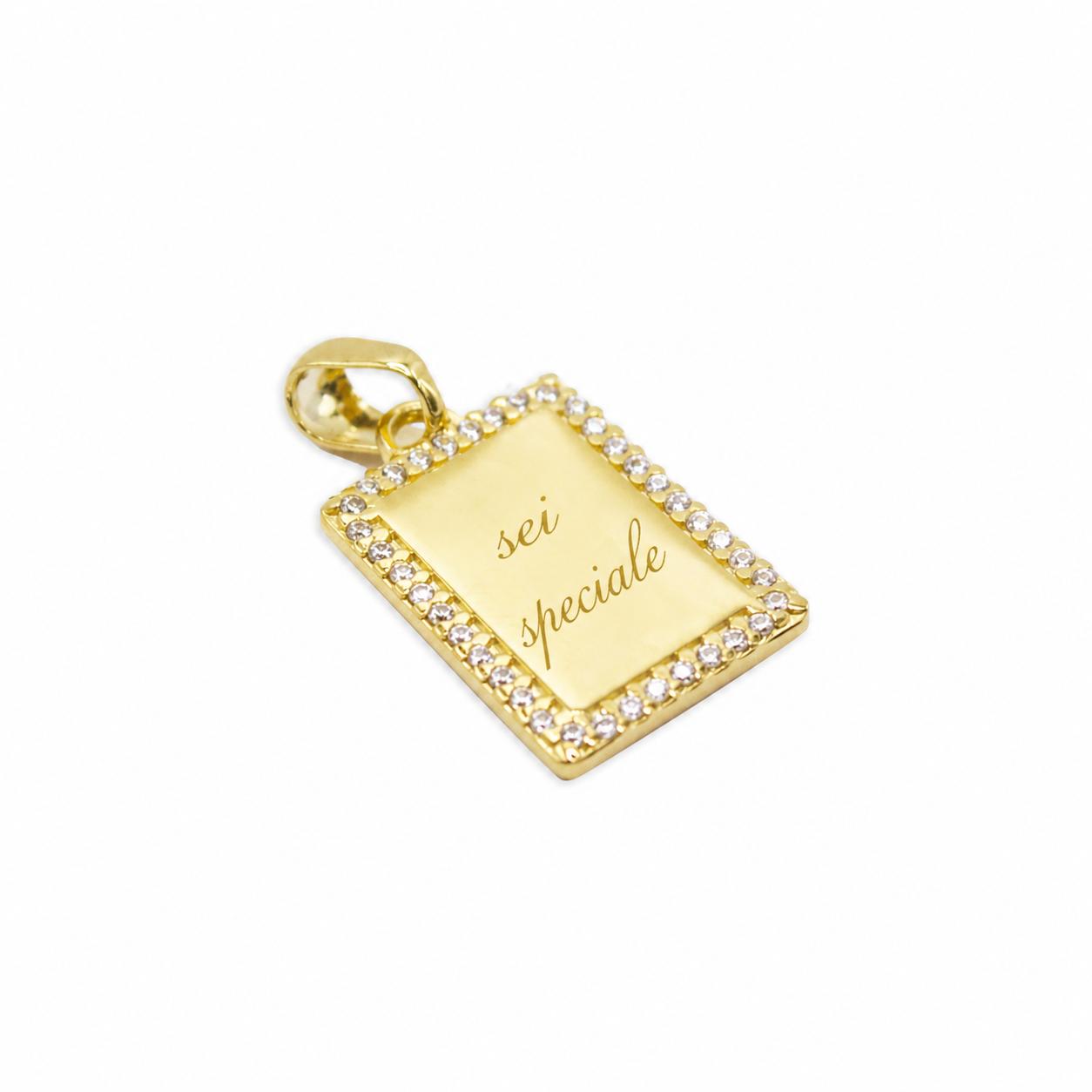 Rectangular Plate Pendant with Zircons