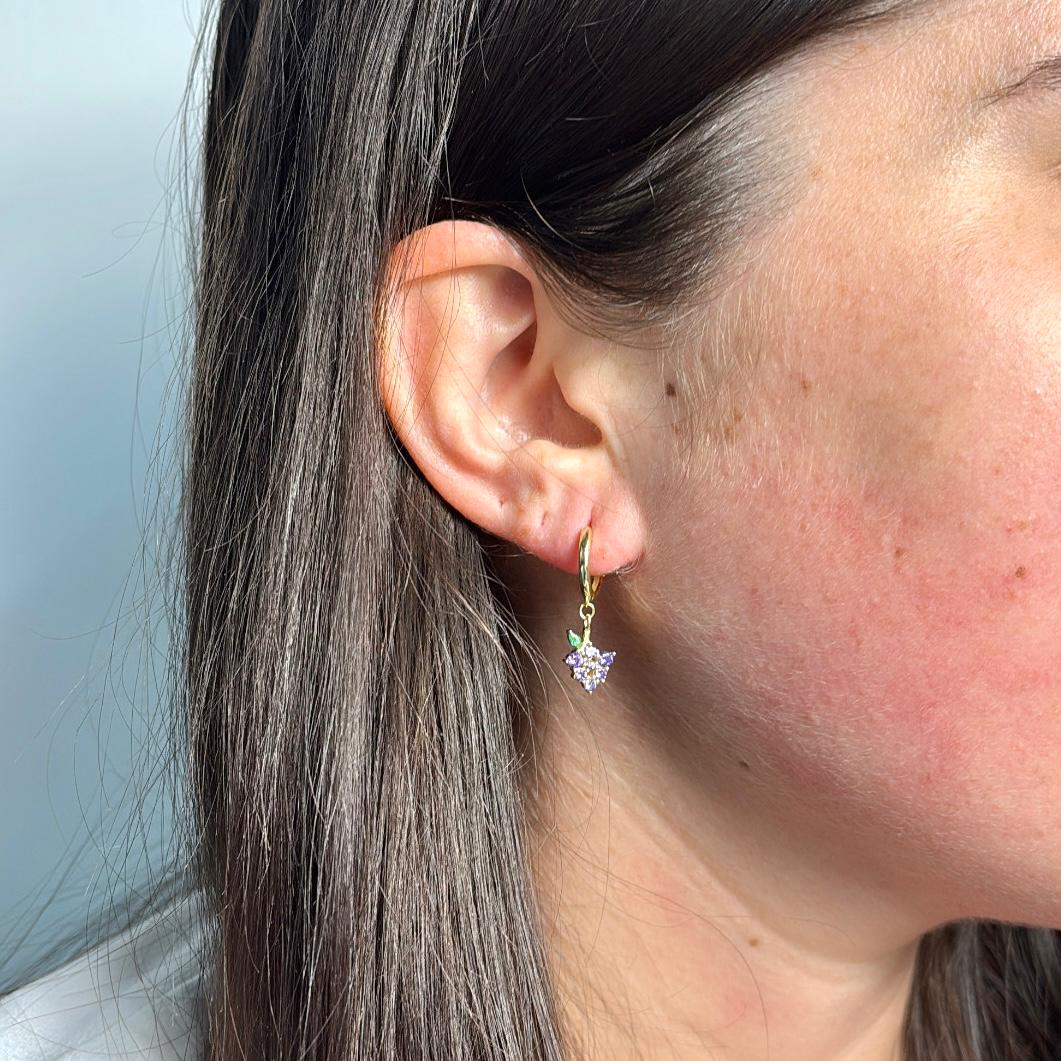 Rhodium-Plated Grape Bell Earrings