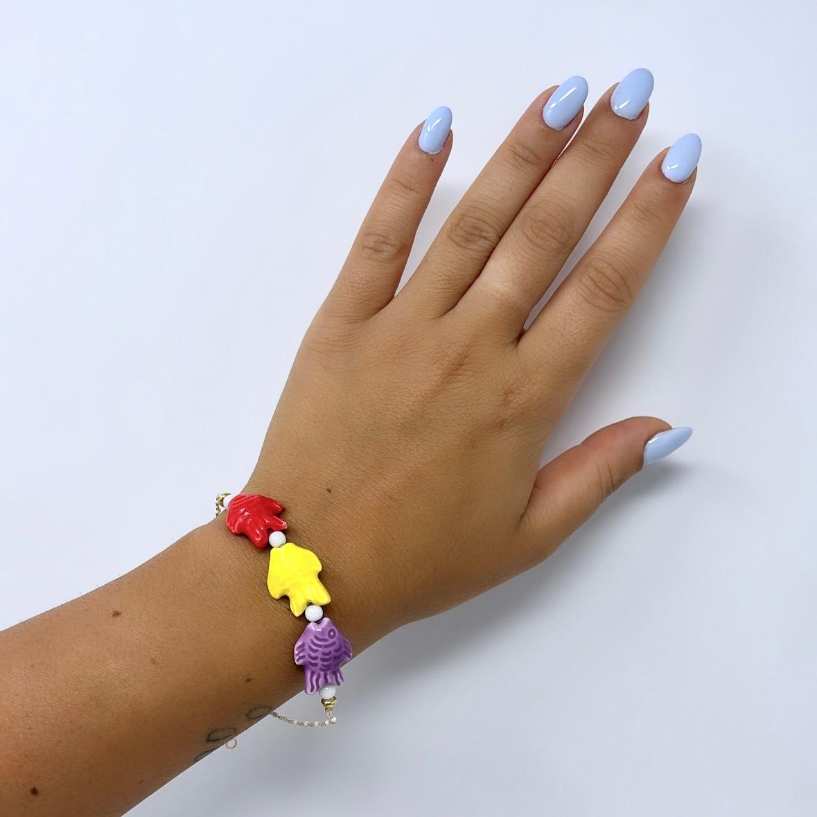 Bracciale Amarea Multicolor Perline Bianche