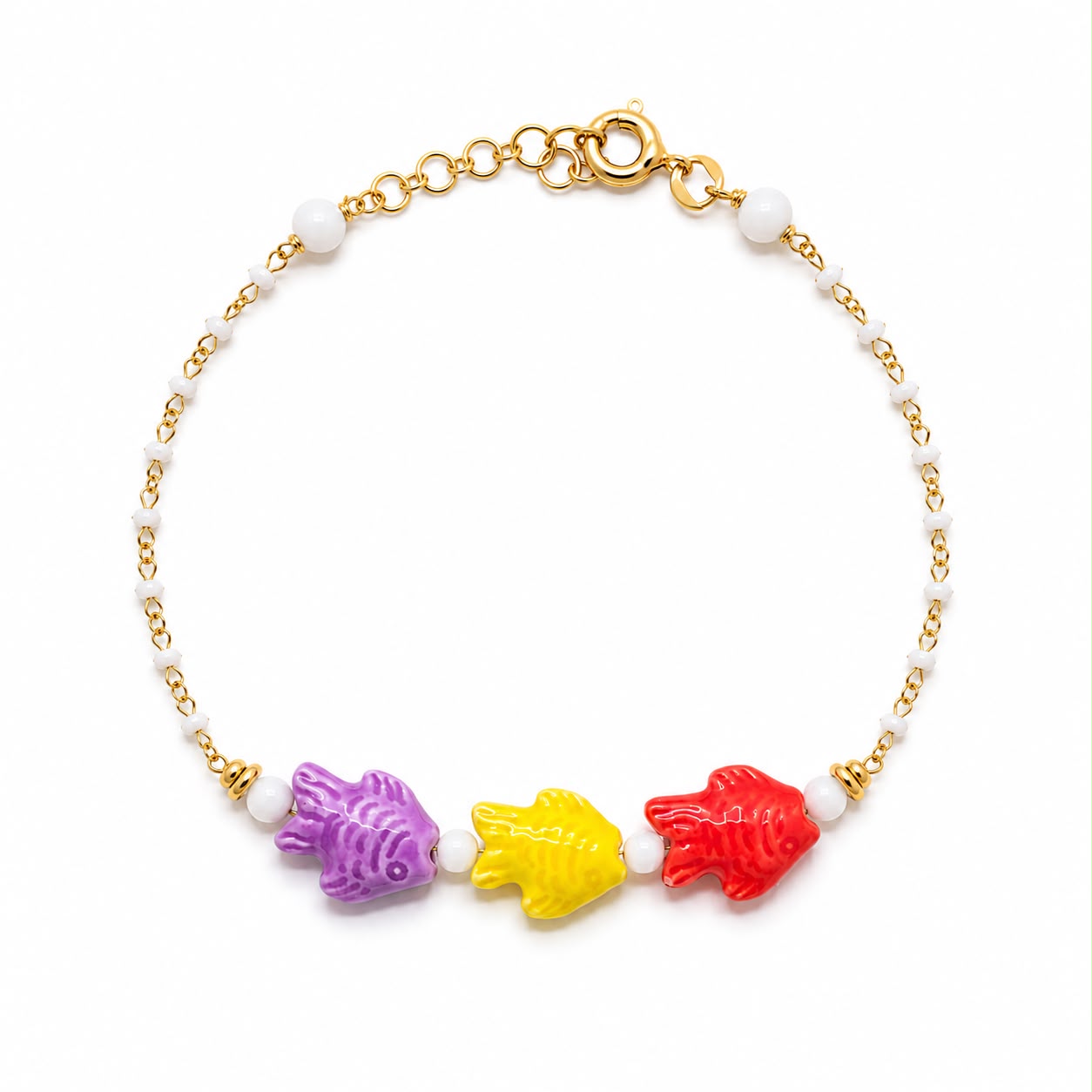 Bracciale Amarea Multicolor Perline Bianche
