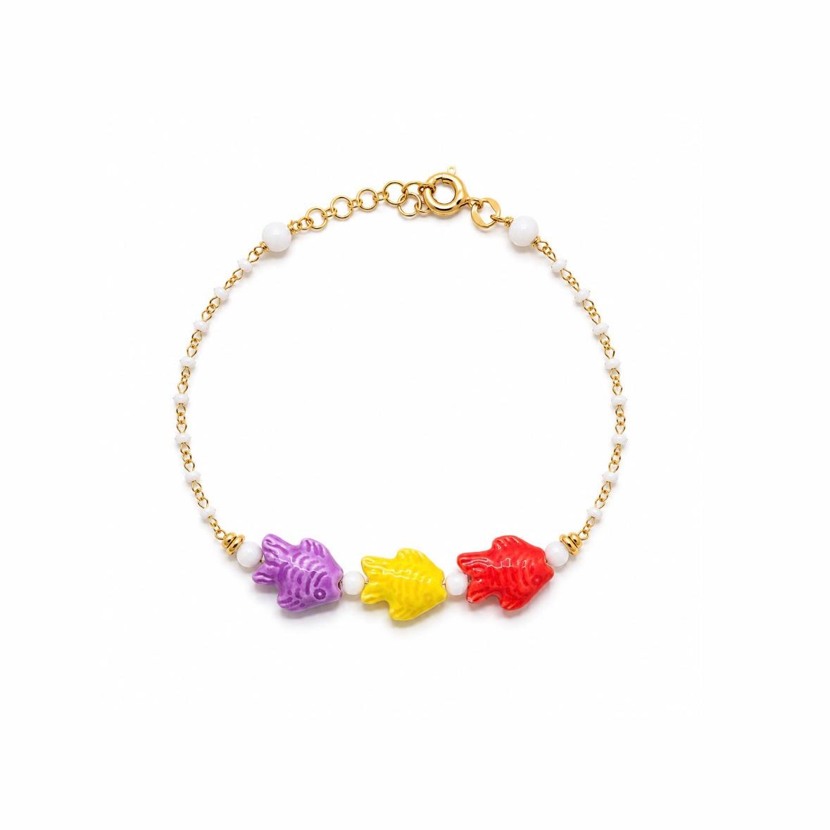 Bracciale Amarea Multicolor Perline Bianche