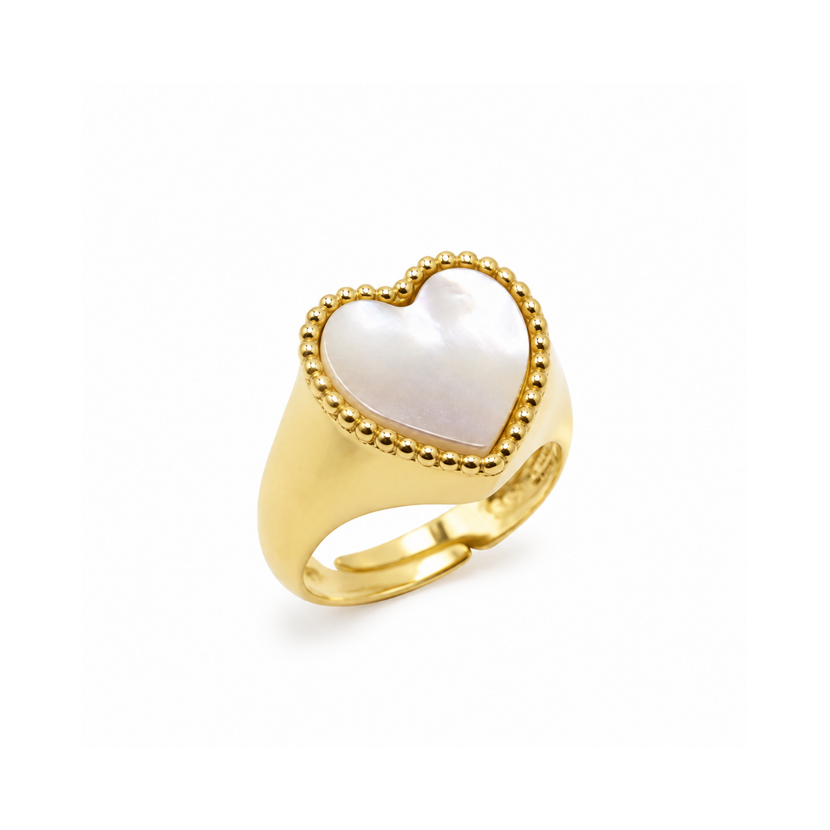 Mother-of-Pearl Heart Pinky Ring
