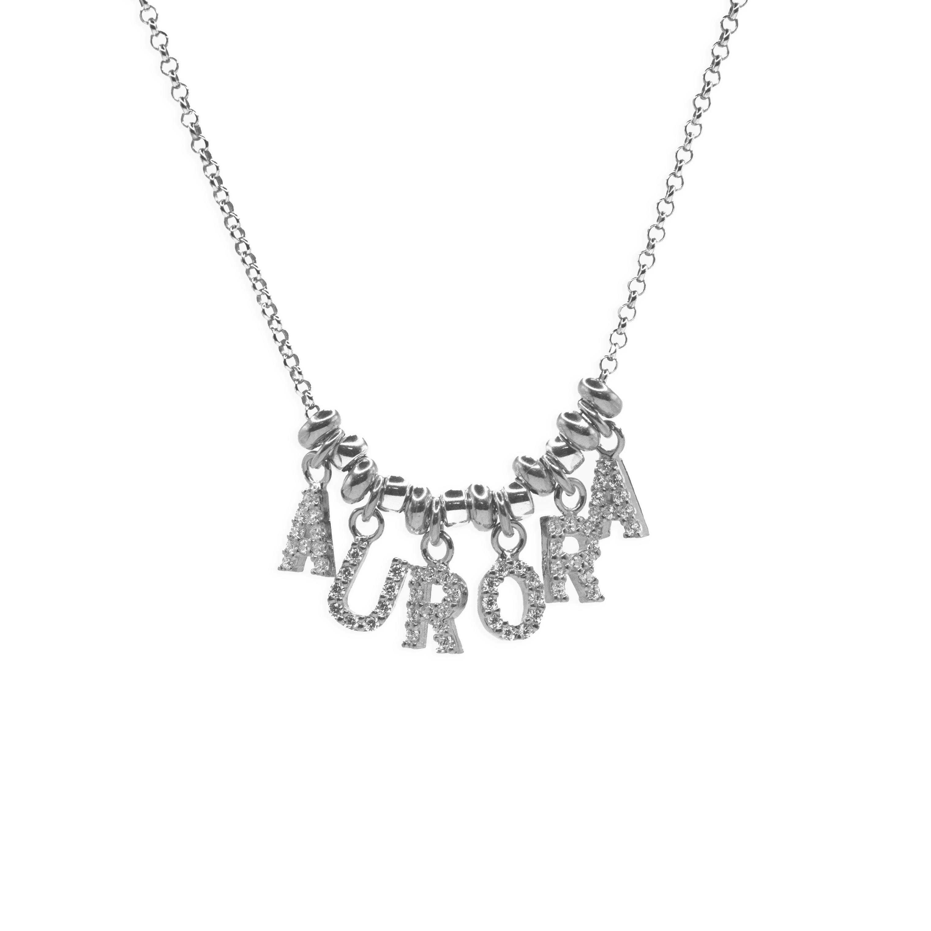 Collana Nome Zirconi e Rondelle