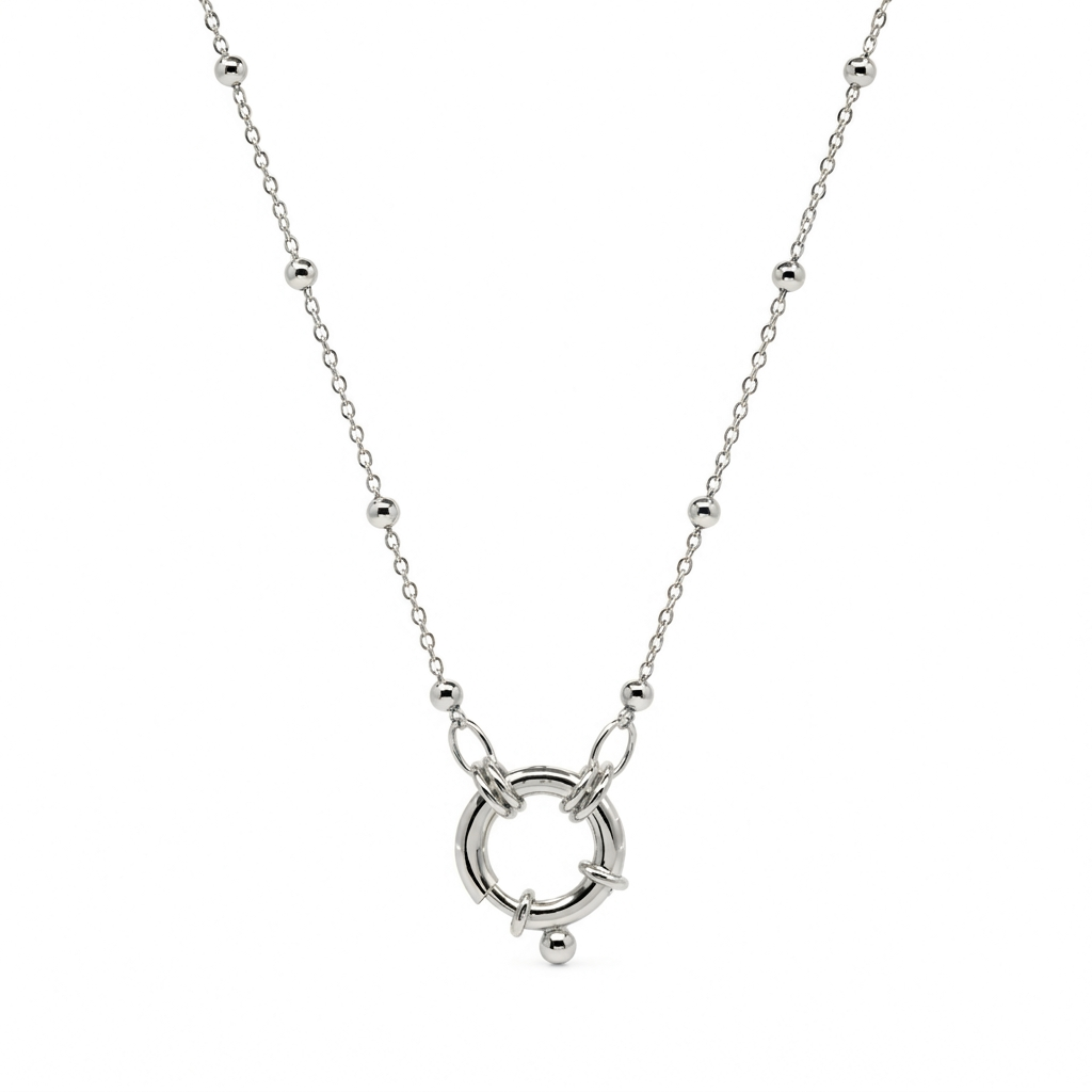 Versione in argento della collana con pendente circolare