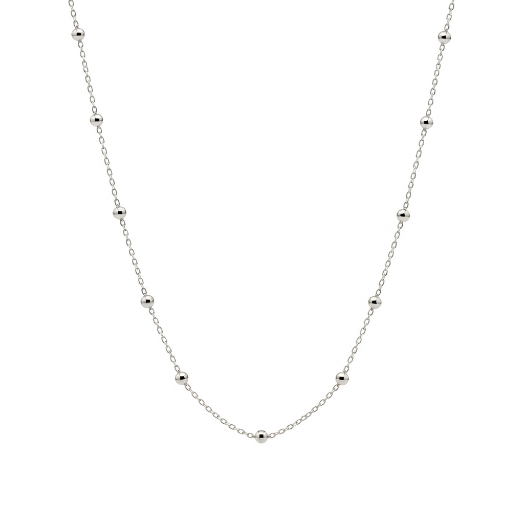 Versione in argento della collana con sfere lucide
